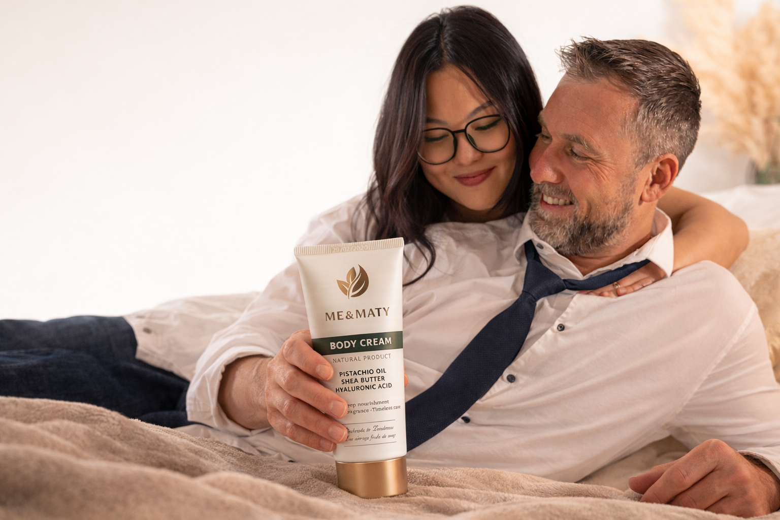 Couple enjoying Me and Maty Body Cream together